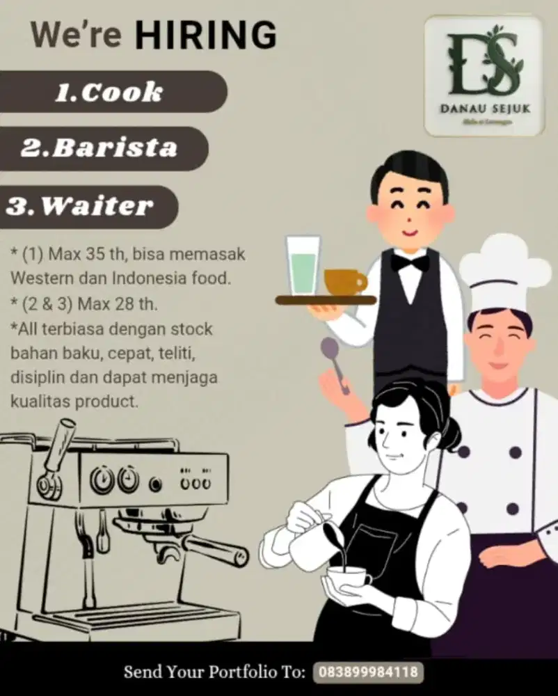 Dicari asegera Untuk F&B Resto