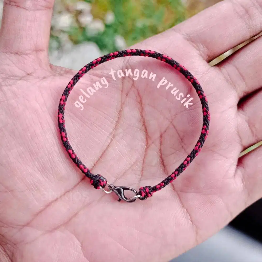 kesenian Gelang tangan prusik 1line redblack gl96 simpel cowo cewe