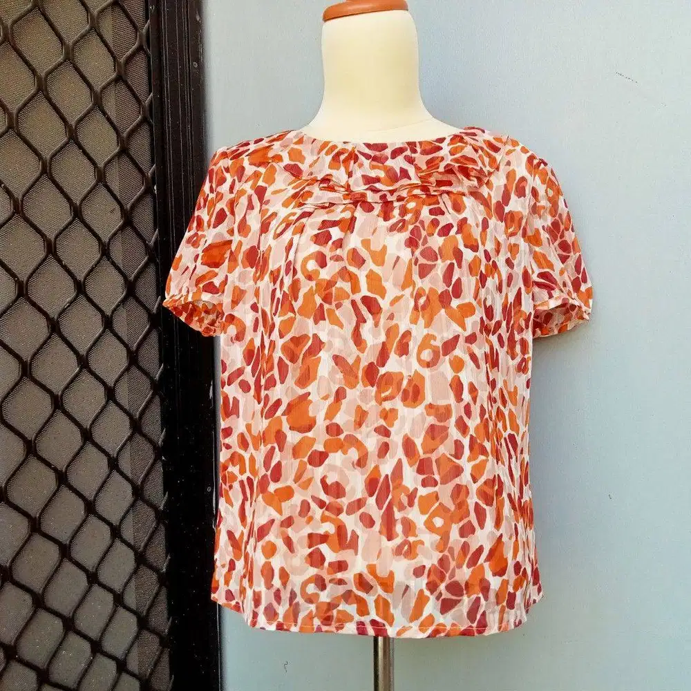 Blouse Wanita Orange Vintage