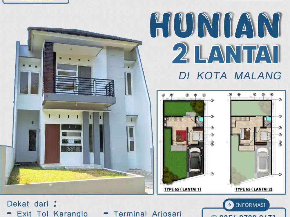 HUNIAN 2 LANTAI DI KOTA MALANG 600 JUTAAN LOKASI DEKAT EXIT TOL