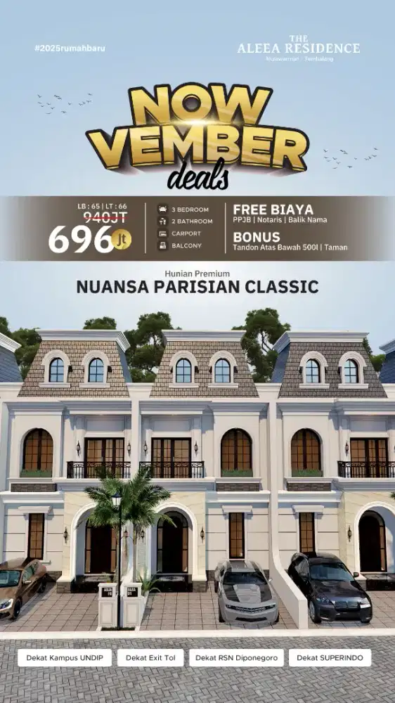 DI JUAL RUMAH BARU MEWAH 2 LANTAI DI TEMBALANG DEKAT UNDIP