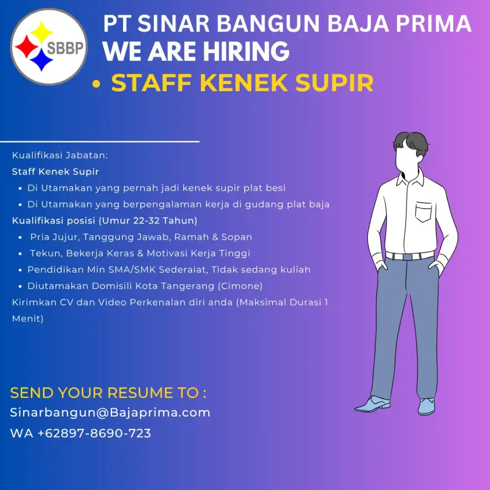 Di butuhkan Kenek Supir Plat Besi