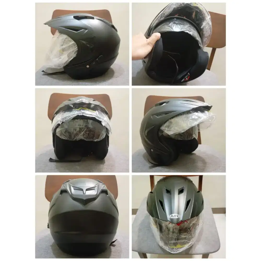 Helm Half Face Double Visor Black