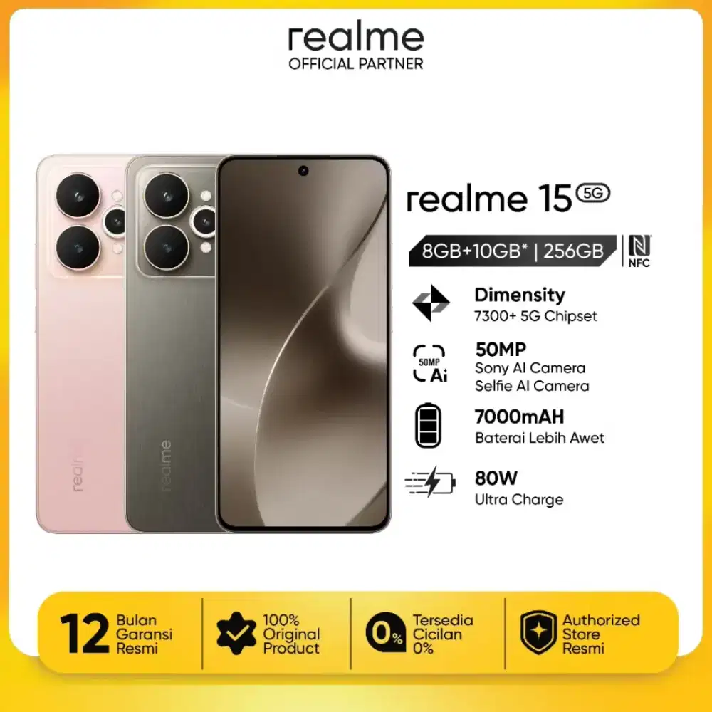 REALME 15 5G.LAYAR AMOLED 144HZ.BATERAI 7000.BANYAK PROMO