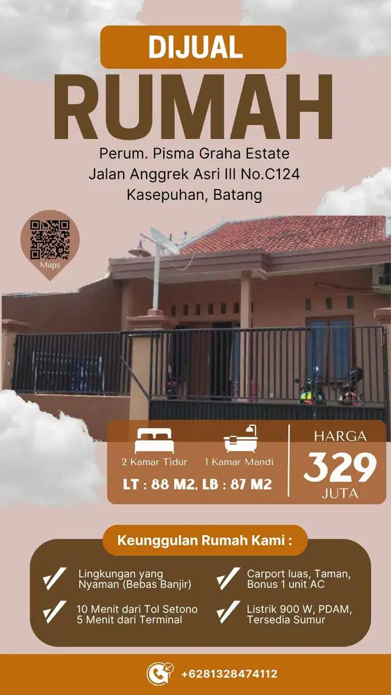 Dijual Rumah dengan kondisi baik dan terawat, Harga Nego