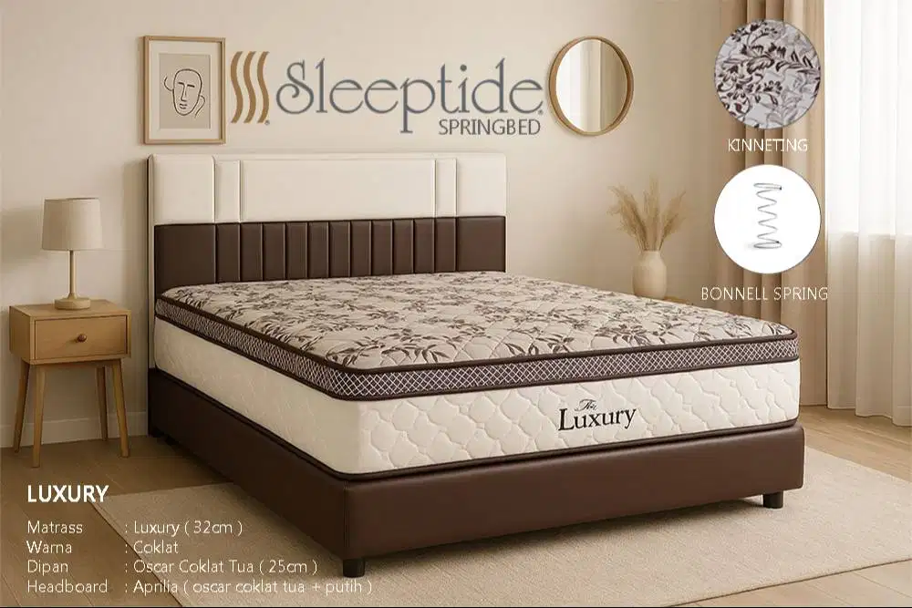 SLEEPTIDE Springbed Matrass Luxury Coklat - Dipan Headboard Aprillia