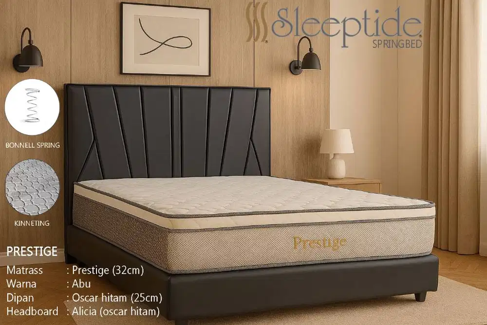 SLEEPTIDE Springbed Matrass Prestige Abu - Dipan Headboard Alicia
