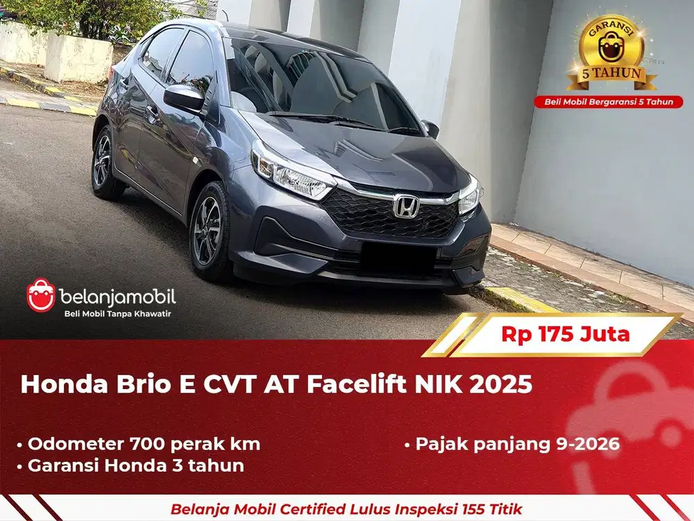 [ GARANSI 5TH ] Honda Brio E CVT AT Facelift 2025/2024