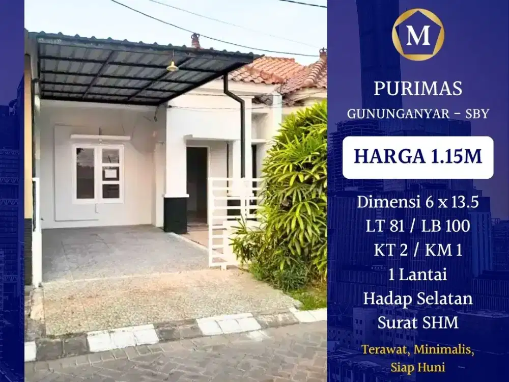 JUAL RUMAH PURIMAS SURABAYA GUNUNGNANYAR