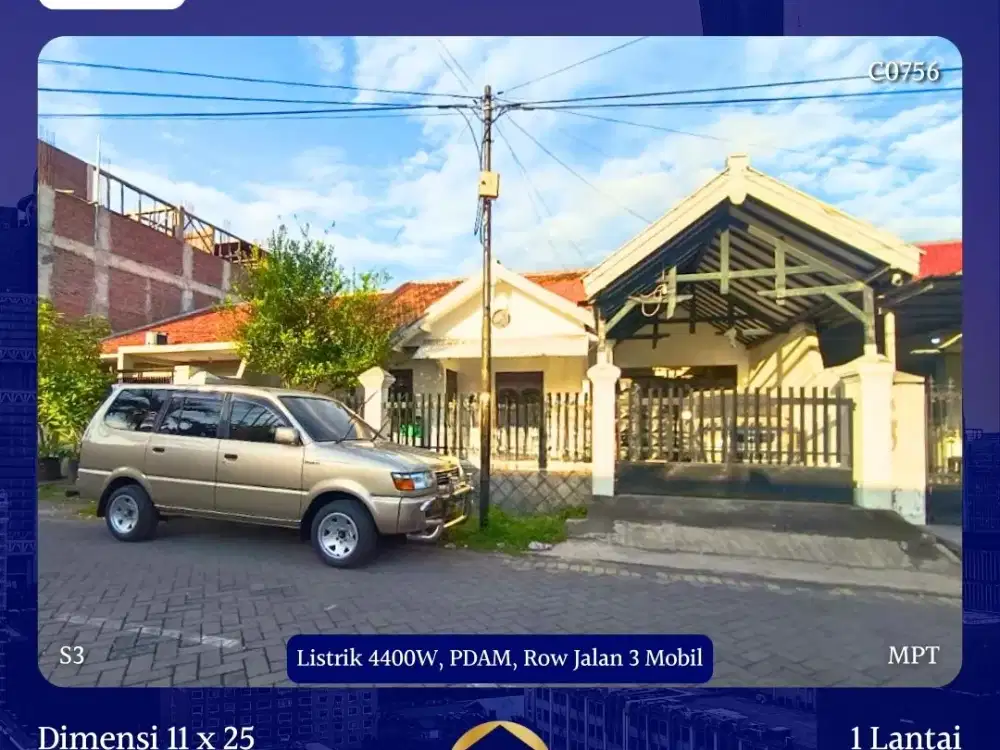 JUAL RUMAH GAYUNGSARI SURABAYA ROW JALAN 3 MOBIL SHM LEBAR 11