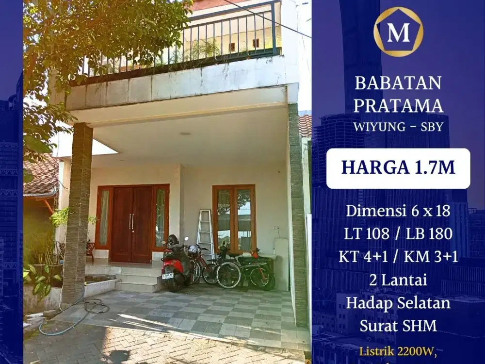 JUAL RUMAH BABATAN PRATAMA WIYUNG SURABAYA SHM 1.7M