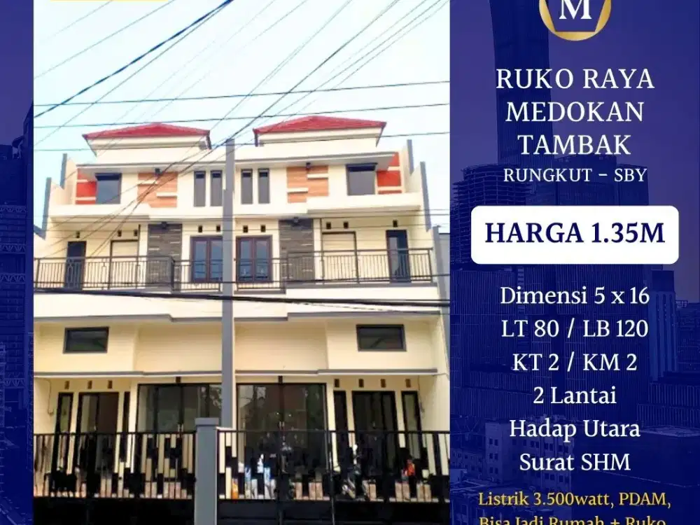 DIJUAL RUKO RAYA MEDOKAN TAMBAK RUNGKUT SURABAYA