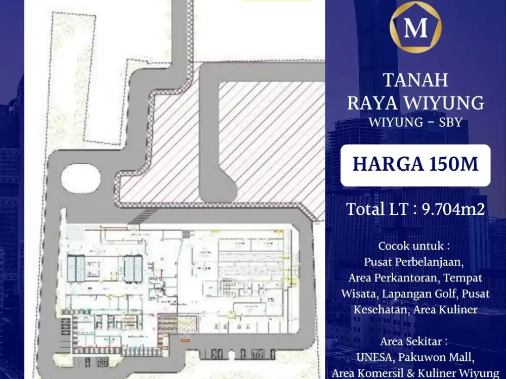 DIJUAL TANAH RAYA WIYUNG SURABAYA COCOK KOMERSIL PERUM GEDUNG KANTOR