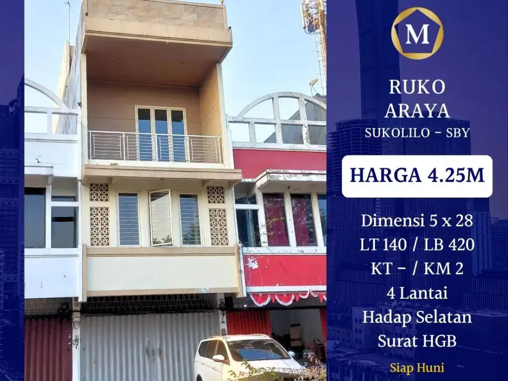 JUAL RUKO ARAYA SURABAYA GALAXY BUMI PERMAI SIAP PAKAI SIAP HUNI
