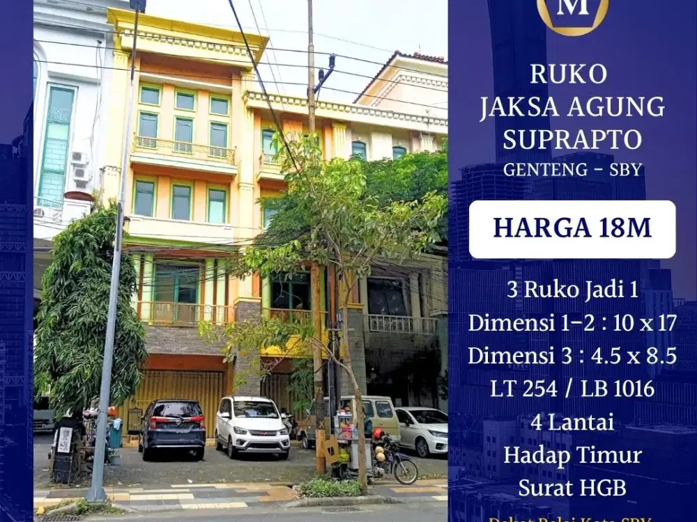 DIJUAL RUKO JAKSA AGUNG SURABAYA GENTENG DKT GUBENG TUNJUNGAN 3 RUKO