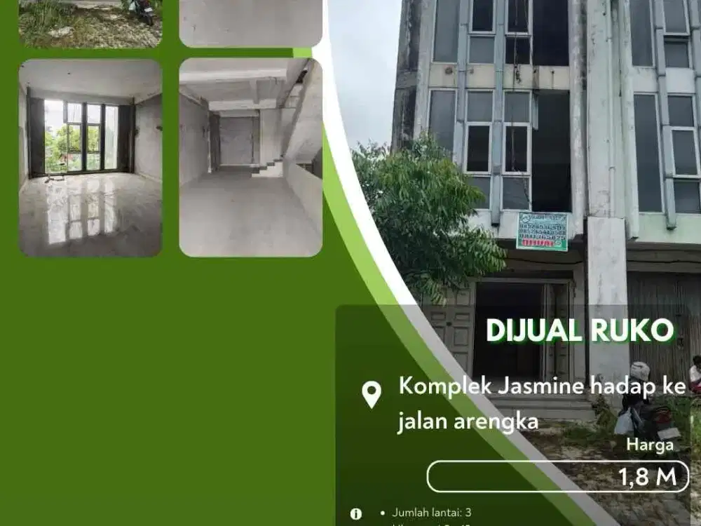 Dijual Ruko Komplek Jasmine Hadap Ke Arengka Siap Usaha!
