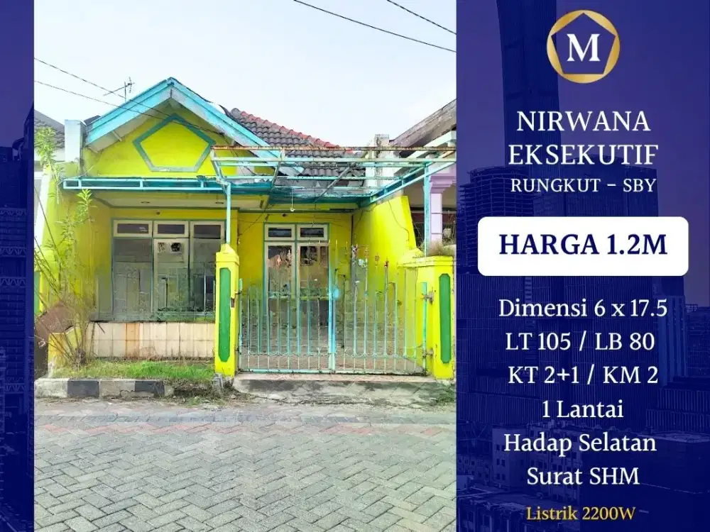 DIJUAL RUMAH NIRWANA BARUK SURABAYA BARU TANAH KAVLING RUKO
