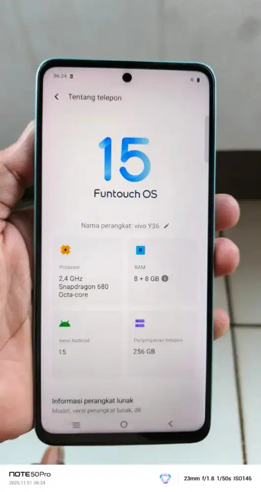 Vivo. Y36 resmi. 8+8/256 bcdor ja kotor orian NFC