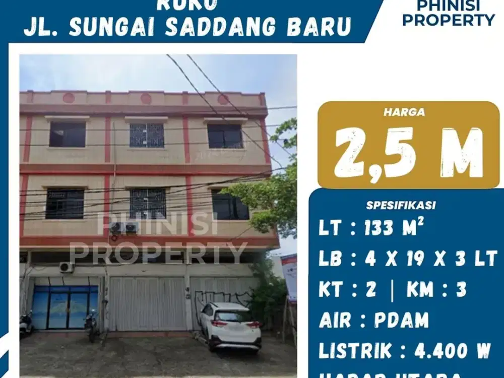 DIJUAL Ruko Jalan Sungai Saddang Baru