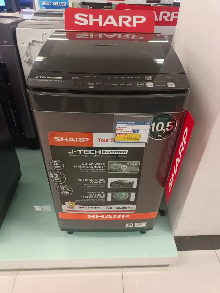 M cuci sharp to loading 10,5 kg promo spesial elektronik city MBK LT 2