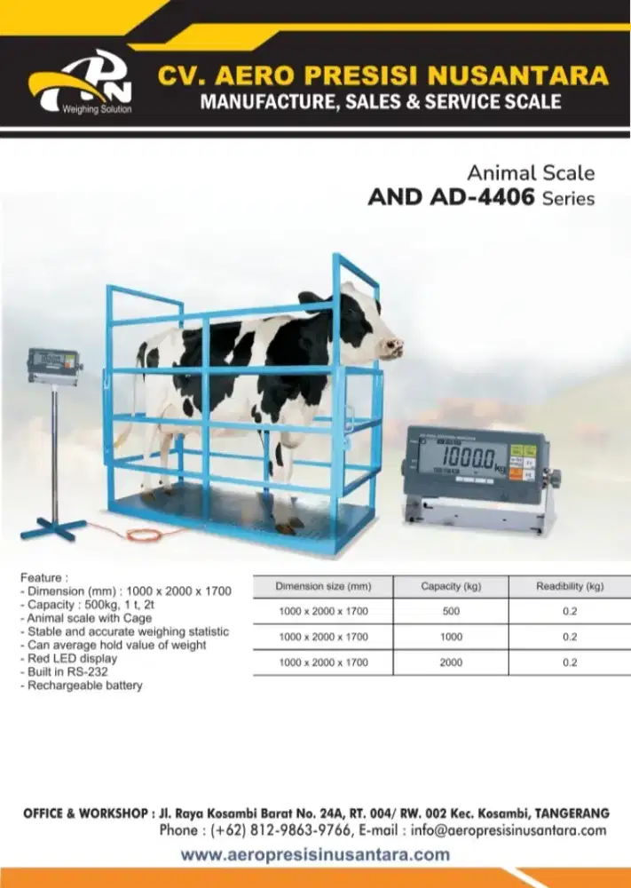 Animal scale 2000 kg AND-AD4406