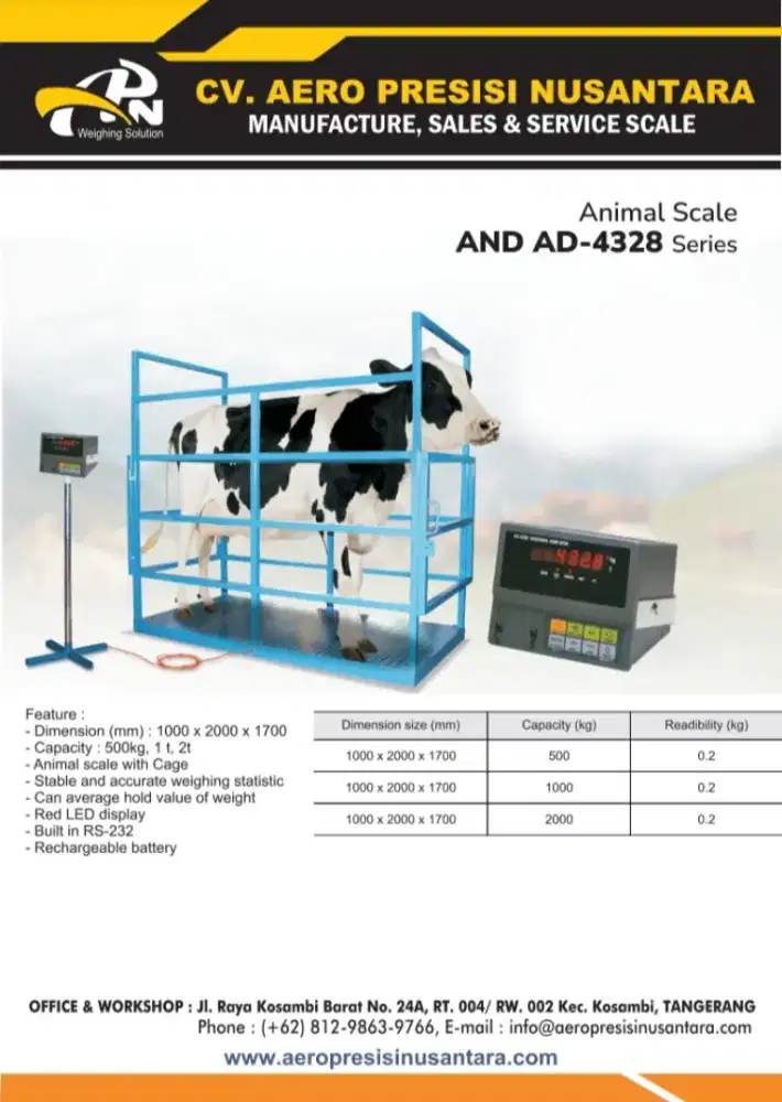 Timbangan sapi AND-AD4328 Kapasitas 2000kg