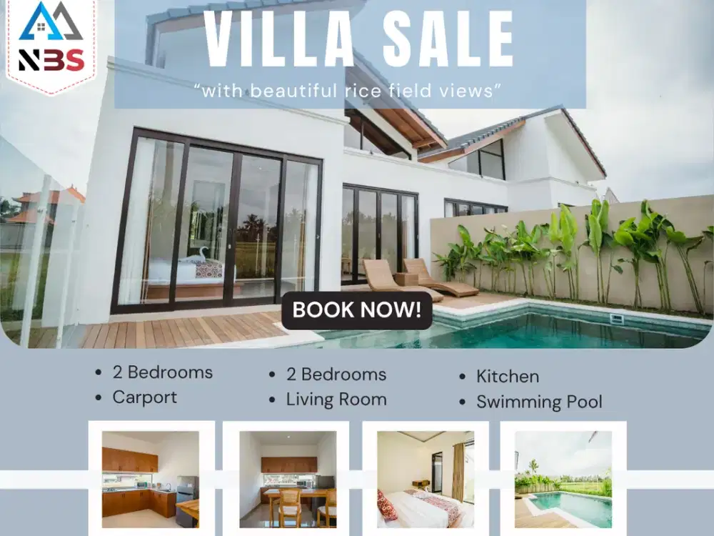 DIJUAL 2 UNIT VILLA DENGAN PEMANDANGAN SAWAH YANG INDAH LOKASI UBUD