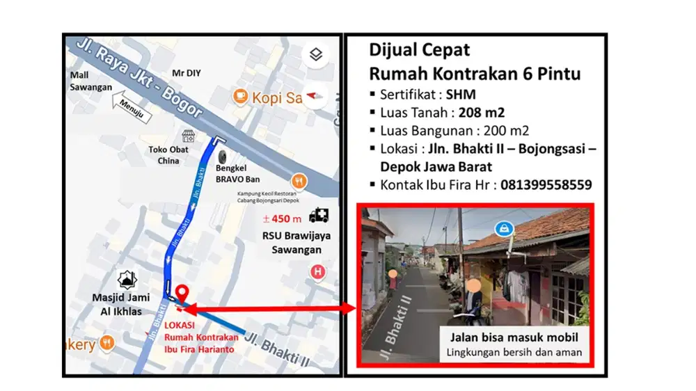 Jual Cepat Rumah Kontrakan 6 Pintu