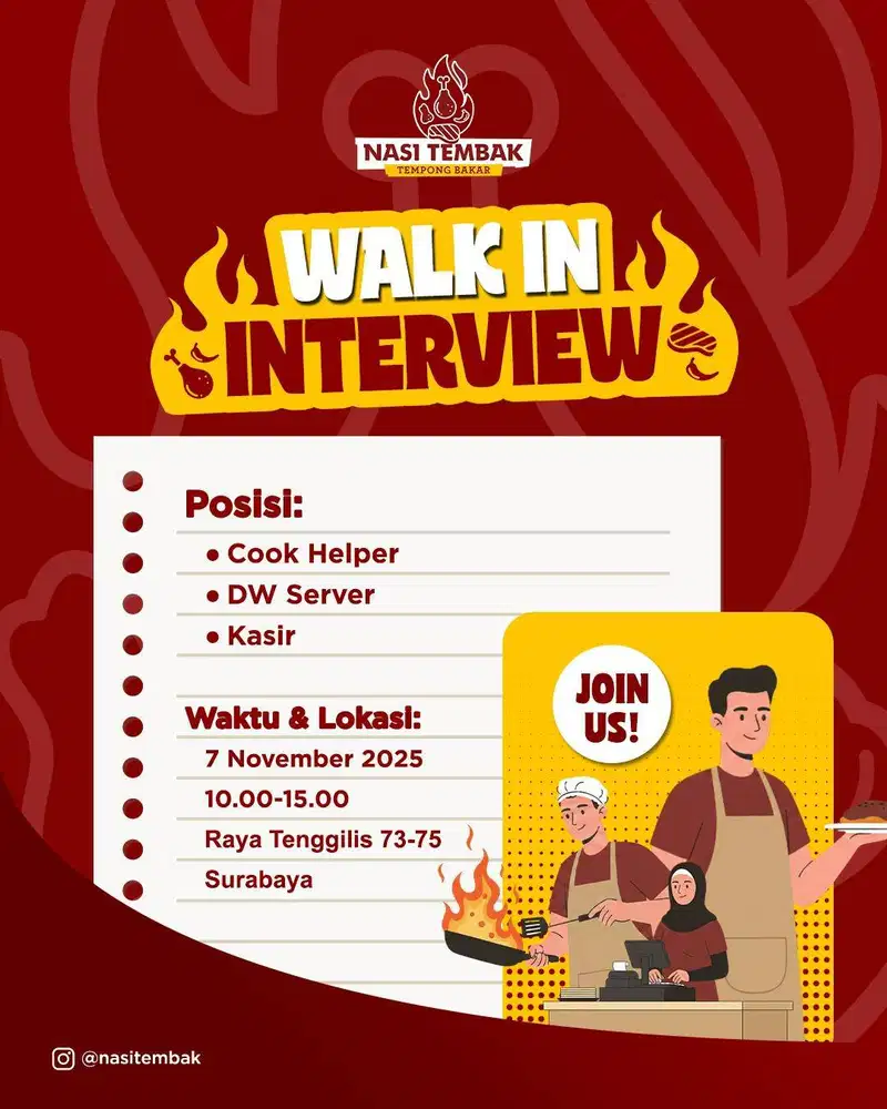 Walk in Interview lowongan F&B