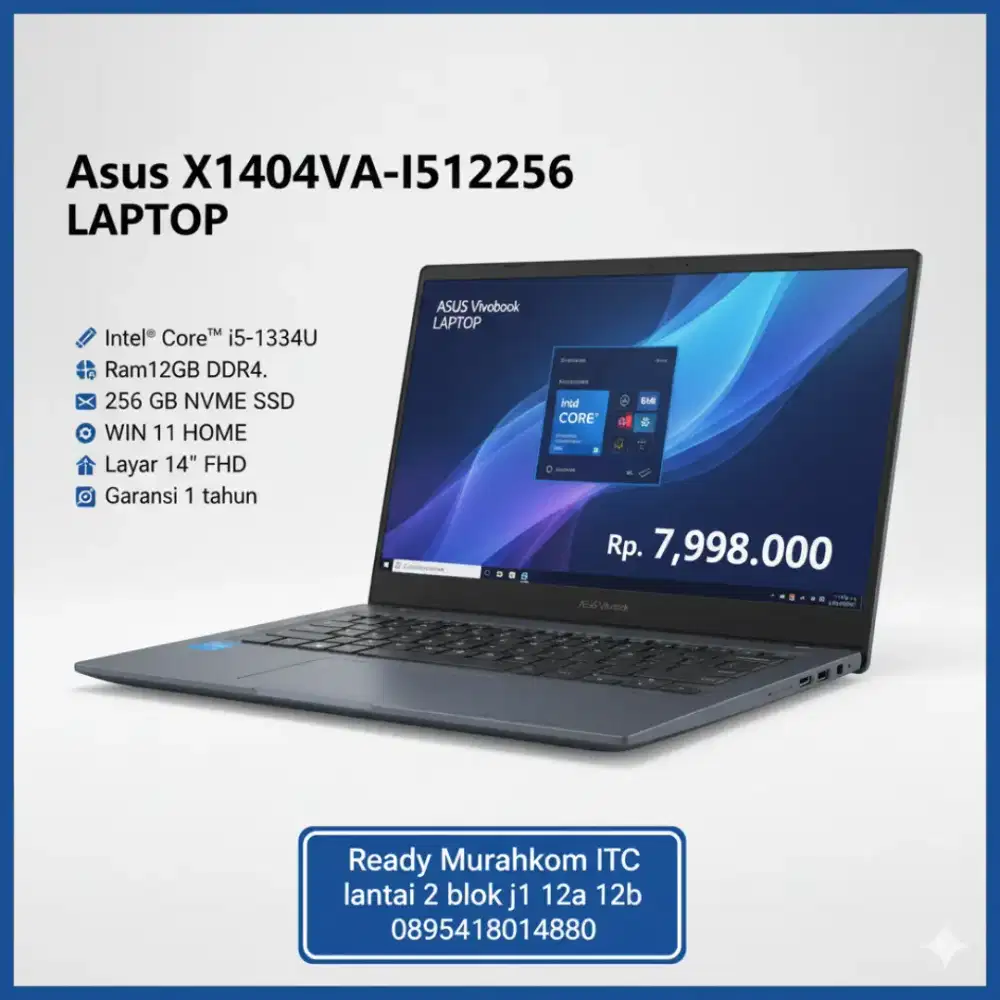 LAPTOP Asus X1404VA-I512256 i5 1335U Ram 12GB SSD 256GB windows 11