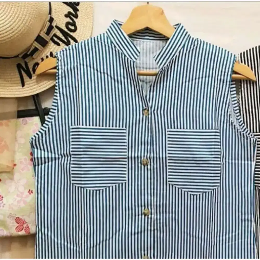 Stripe casual tank blouse atasan wanita