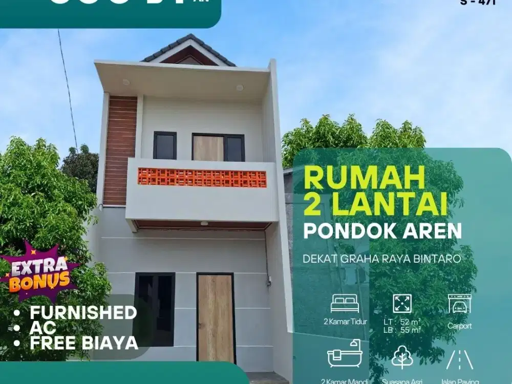 Rumah 2 lantai Siap Huni strategis dekat Bintaro