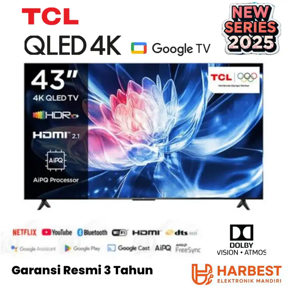 NEW 2025! TCL QLED 4K UHD 43T6C Google TV Dolby Atmos ONKYO AIPQ HDR10