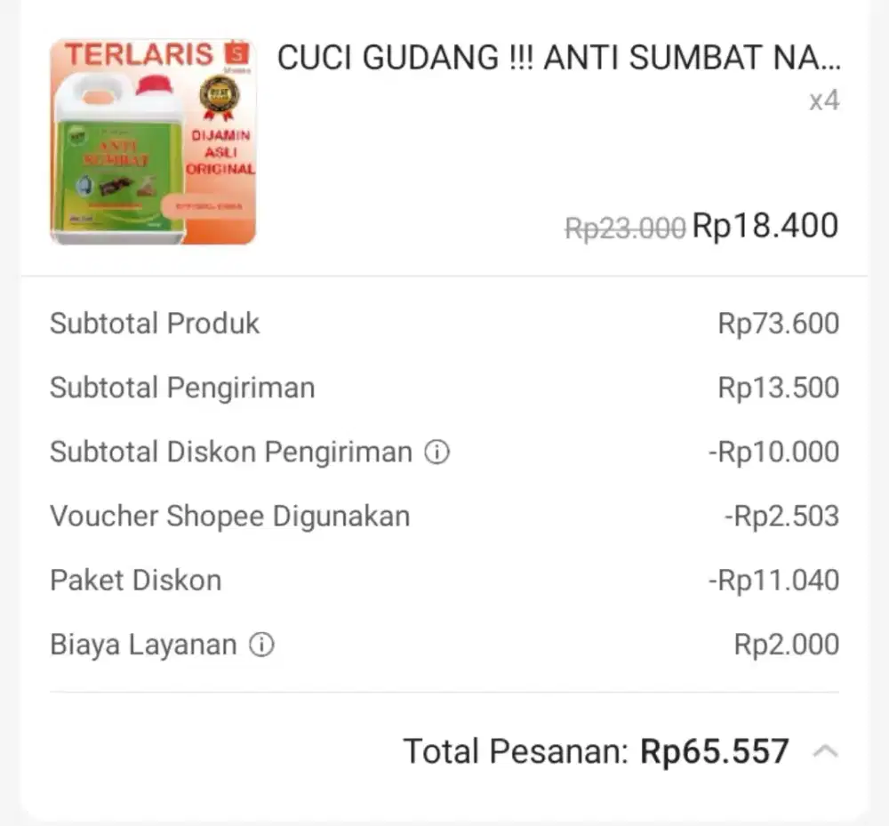 Dijual : cairan anti sumbat 1200 gram BARU