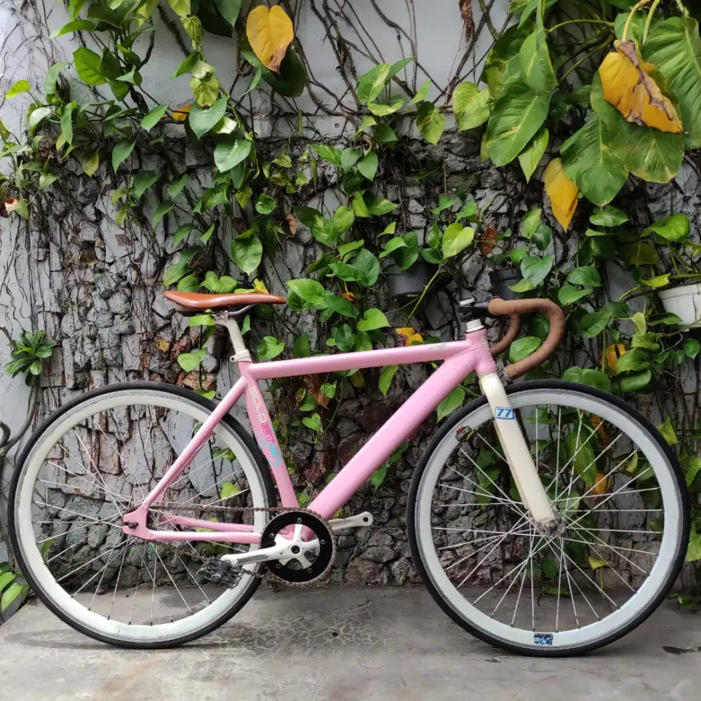 Sepeda fixie soloist 77 full alloy langkah warna pink