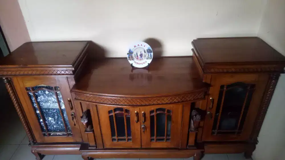 Meja Jati TV Aquarium Buku Perabot