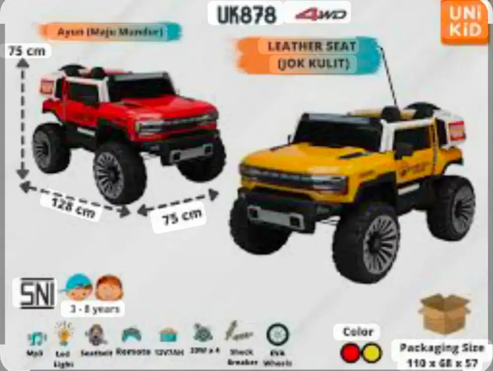 Mobil Aki Jeep Unikid UK 878 Ban Karet