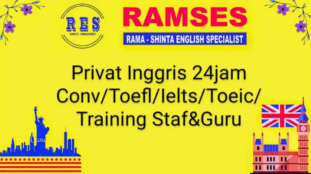 Privat Inggris semua program segala usia dgn tim ahli