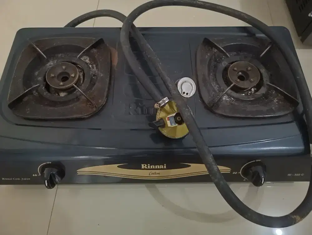 Kompor Gas 2 Tungku Rinnai Ceflon RI-522C + Regulator Komplit