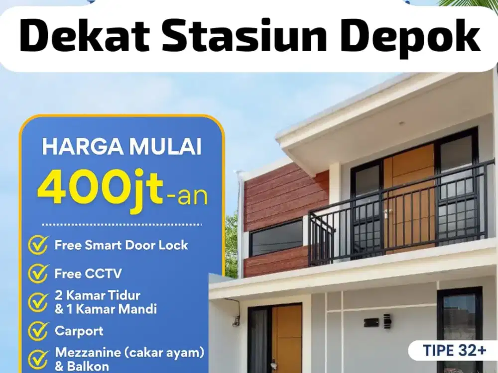 Rumah Dijual Kota Depok Dekat Stasiun Depok, Rumah Murah Depok, Rumah Baru Siap Huni Dalam Kompleks Perumahan