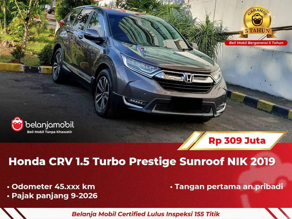 [GARANSI 5TH] Honda CRV CR-V Turbo Prestige Sunroof Grey Abu 2019 2020