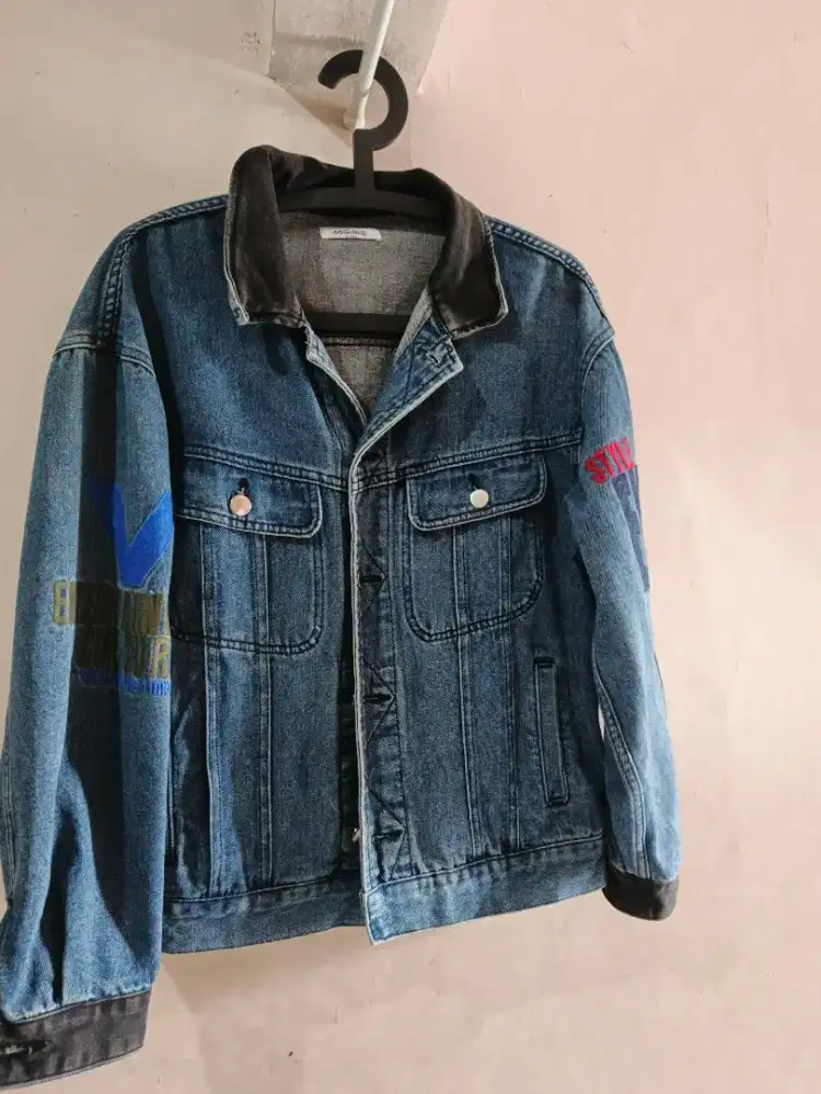 Jaket jeans tebal bordir gagah