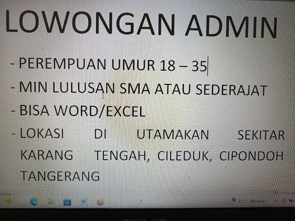 Lowongan Admin Kantor dan Kurir Motor