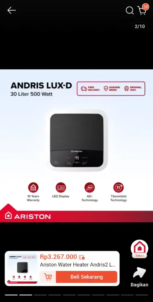 Ariston Andris2 LUX-D 30L 500W – Baru Segel, Belum Dibuka