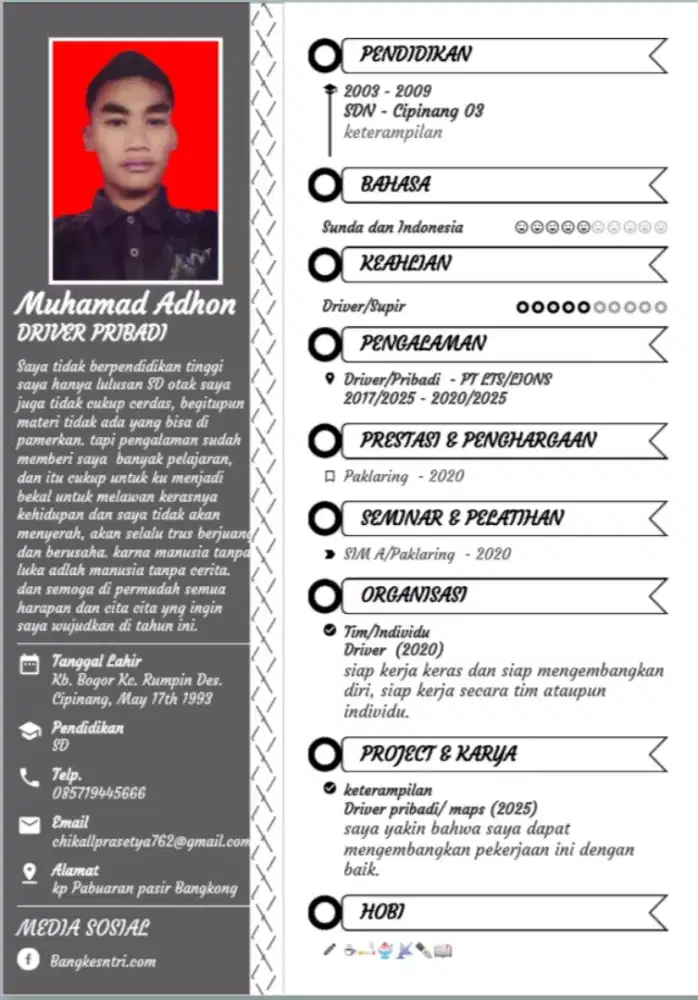 Cari kerja driver pribadi perumahan atau kantoran