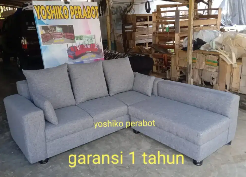 Yoshiko perabot - sofa L minimalis abu²
