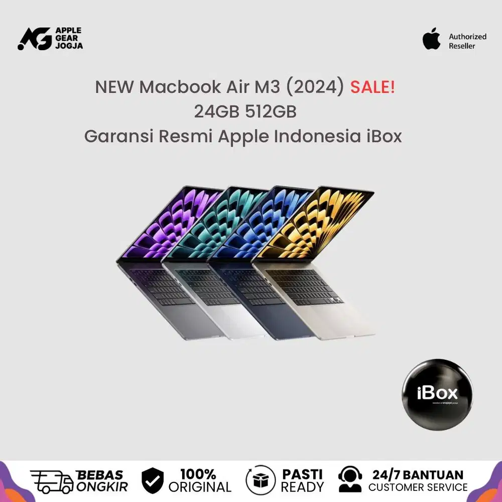 (iBox) Macbook Air M3 (2024) 24/512GB Garansi Resmi Apple Indonesia