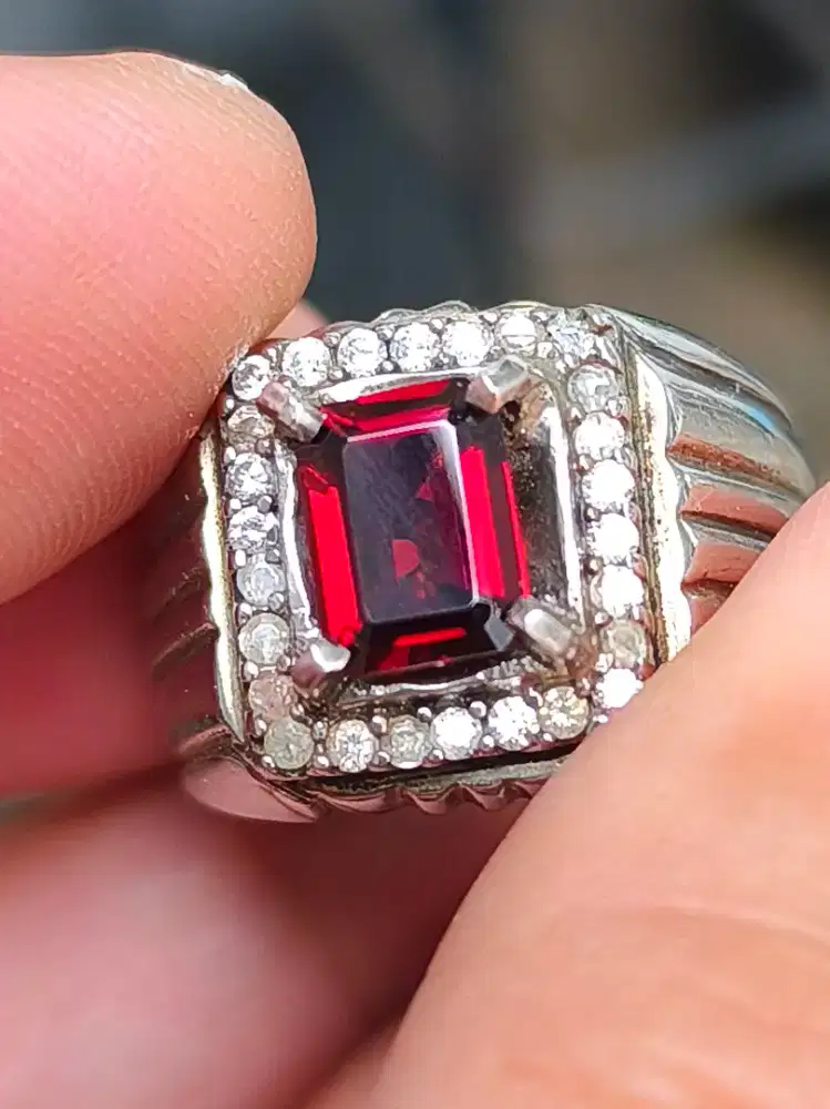 CINCIN batu GARNET PYROPE 1.67 CARAT RING PERAK MEMO CGL