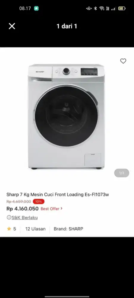 Mesin cuci sharp 7 kg