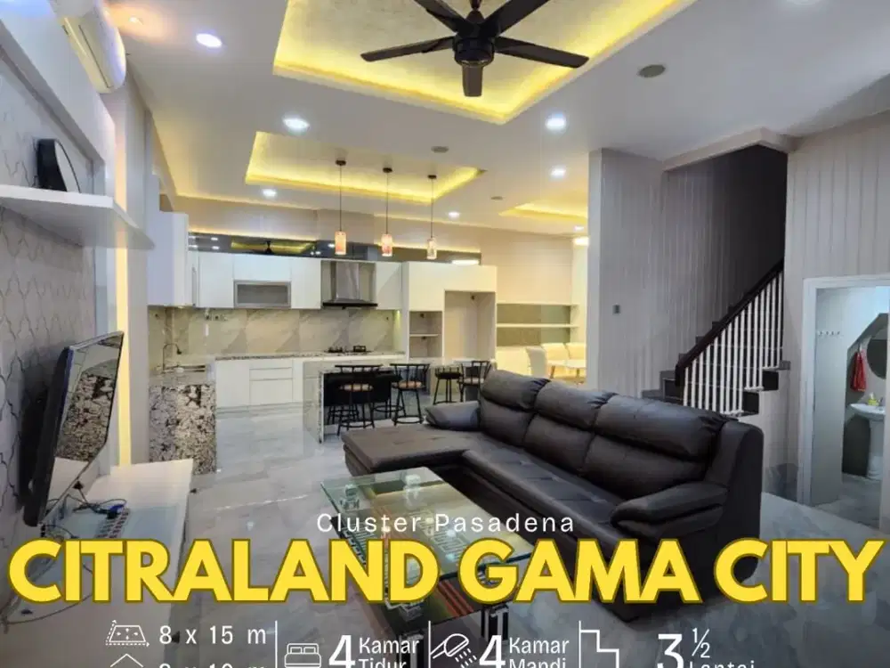 DIJUAL CEPAT!! Rumah 3,5 Tingkat di Komplek Citraland Gama City Cluster Pasadena - Medan